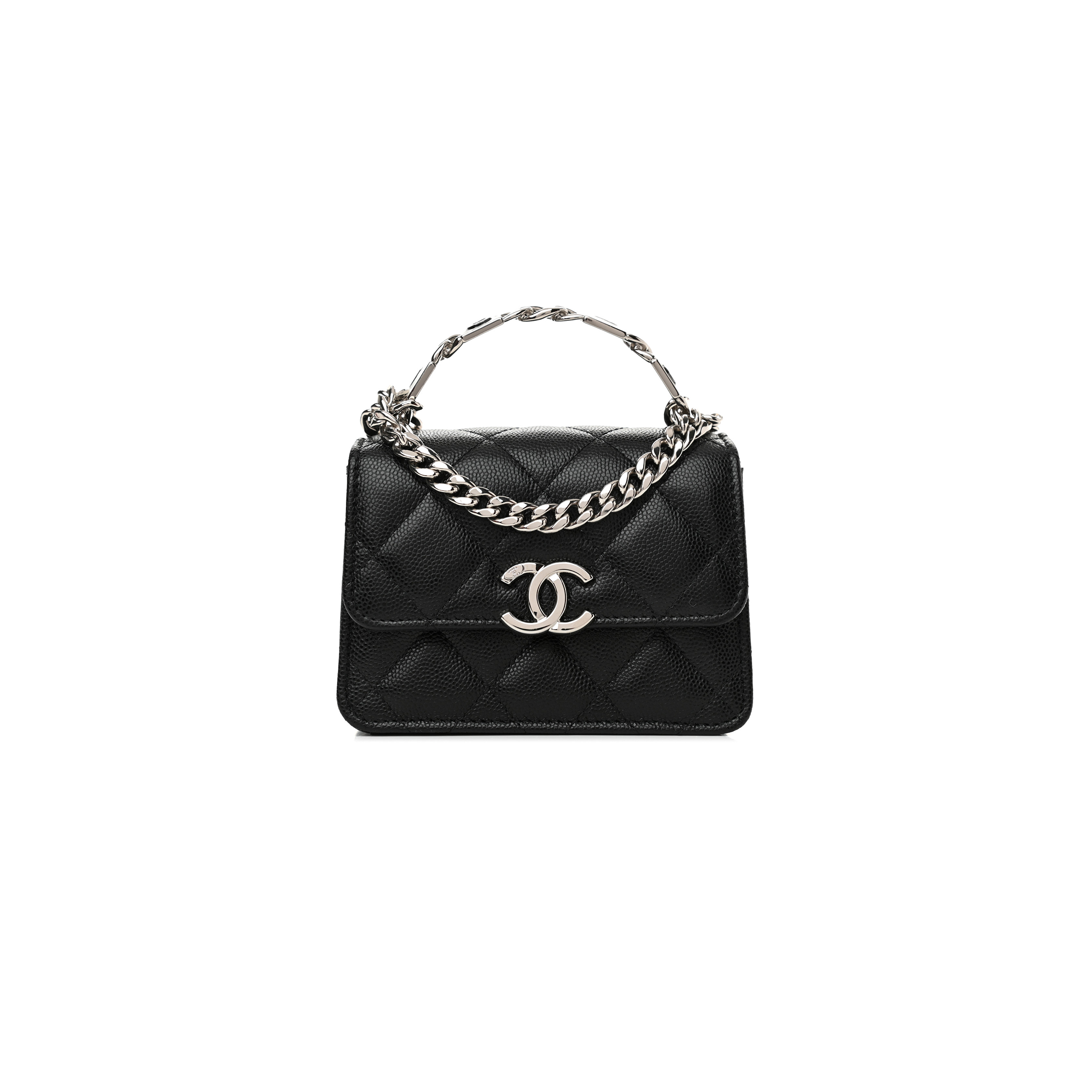 Ch*el caviar quilted pick me up clutch with chain black (13*9.5*6cm)